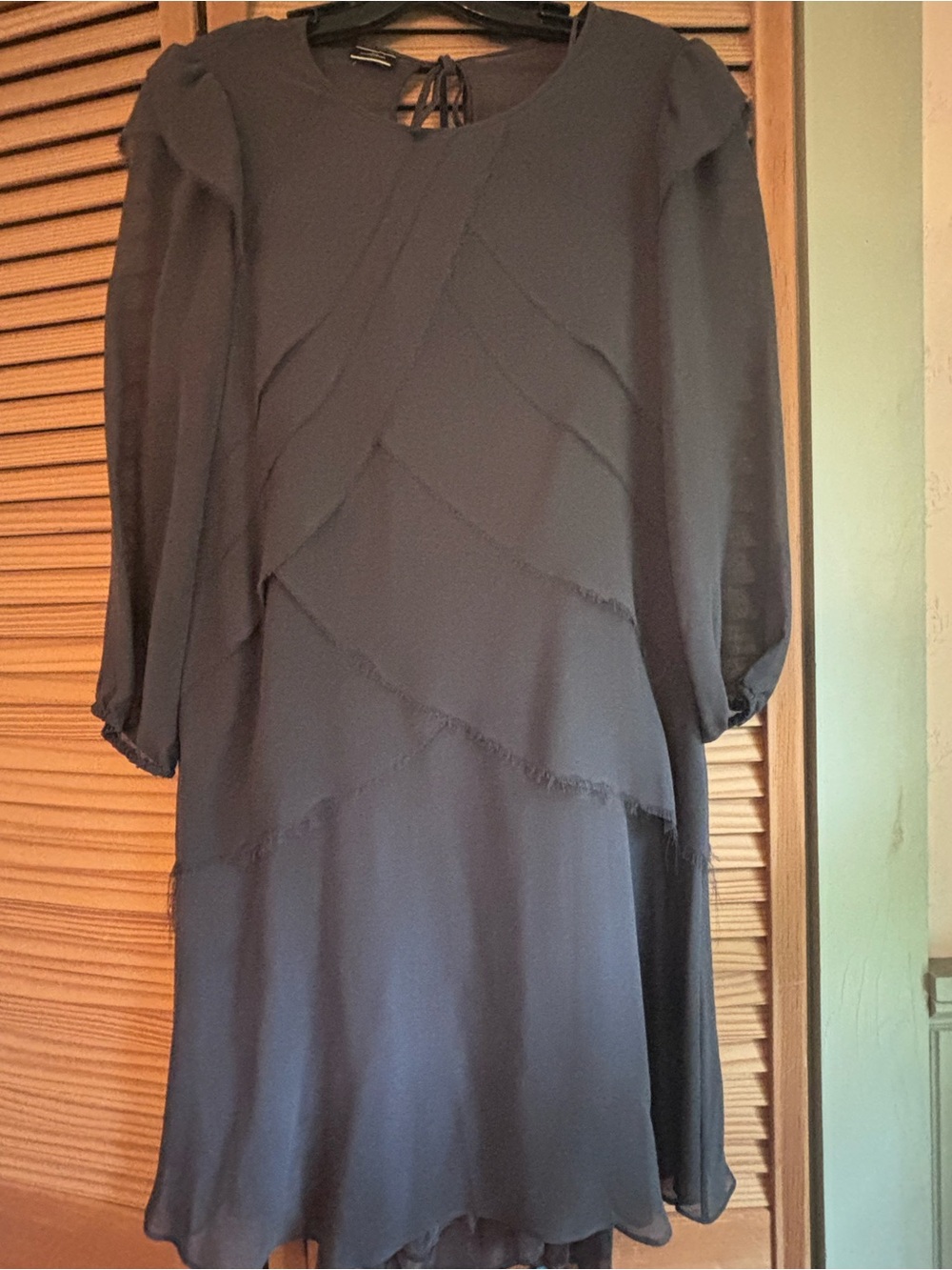 By Malene Birger Women’s Grey Ruffle Layered Long-Sleeve Dress